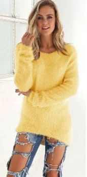 Miniatiūra: 2023 Women's Winter Fleece Fluffy Sweater Jumper Ladies Warm Pullover Tops Blou