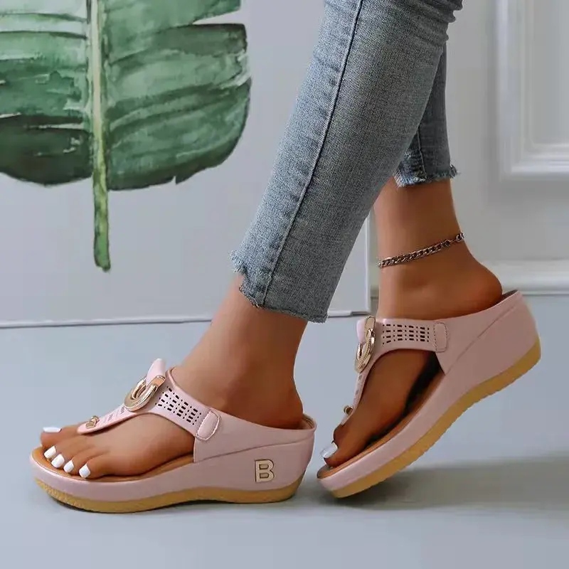 Miniatiūra: Women New Summer Sandals Open Toe Beach Shoes Flip Flops Wedges Comfortable Sli