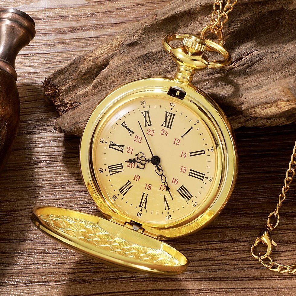 Imej kecil: Antique Steampunk Vintage Roman Numerals Quartz Pocket Watch Gold Case Necklace