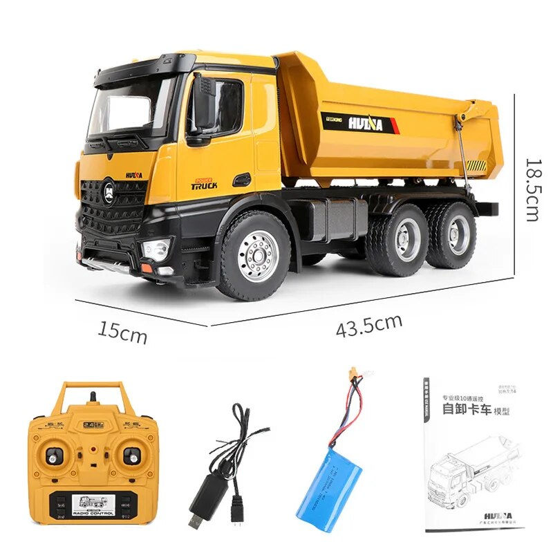 Miniaturebillede: Strongest best 1/14 10 channels 2.4GHz Radio Control Alloy Dump Truck Huina 158