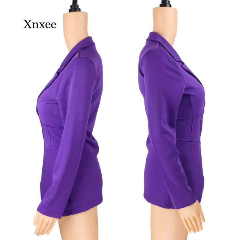 Miniatura: Purple High Waist Blazer Coat Fashion Slim Tops Women Solid Color Long Sleeve J
