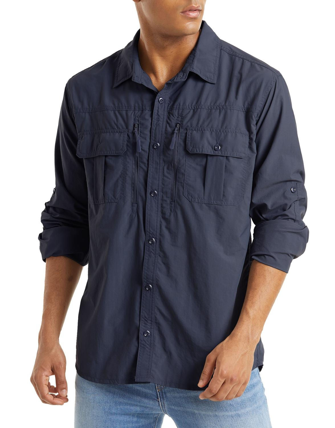 TACVASEN With 2 Chest Zipper Pockets Tactical Shirt Men's Quick Drying Skin Pro