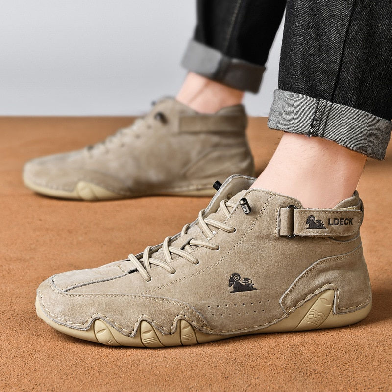 Thumbnail: Leather Ankle Boots for Men 2023 New In High Top Sneakers Luxury Winter Shoes M
