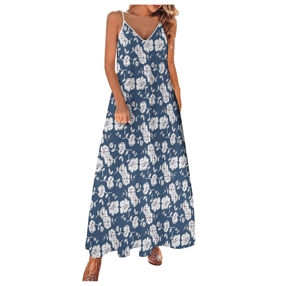Thumbnail: Women Maxi Dress Cute V Neck Print Boho Sleeveless Backless A-Line Long Dresses