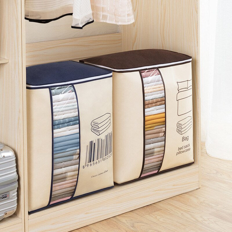 Thumbnail: 1Pc Futon Storage Bag Non-Woven Fabrics Transparent Visual Window for Quilt Sto