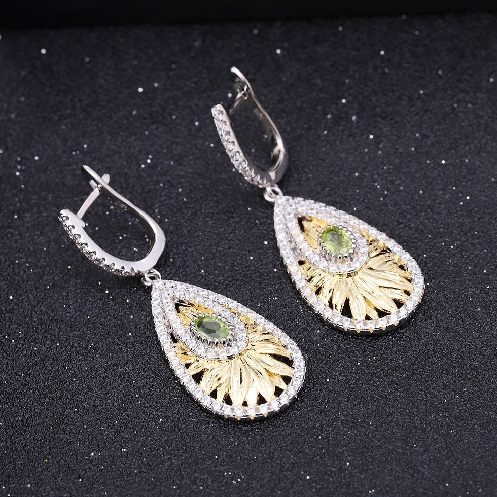 Miniatúra: GEM'S BALLET 1.03Ct Natural Peridot Sunflower Earrings 925 Sterling Silver Orig