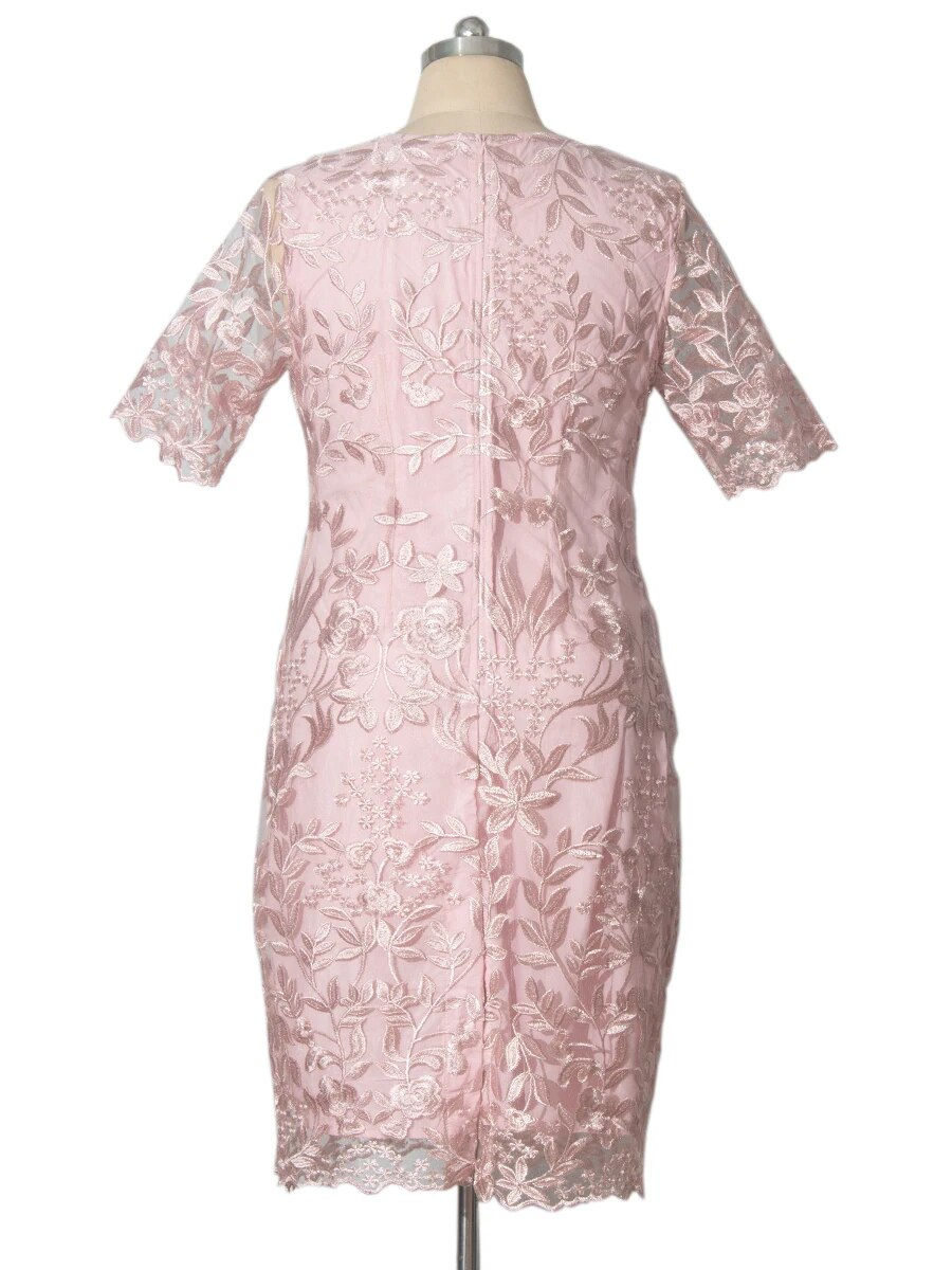 Miniatura: 4xl 5xl Plus Size Summer Dresses for Wedding Guest Women's Short Sleeve Lace Fl