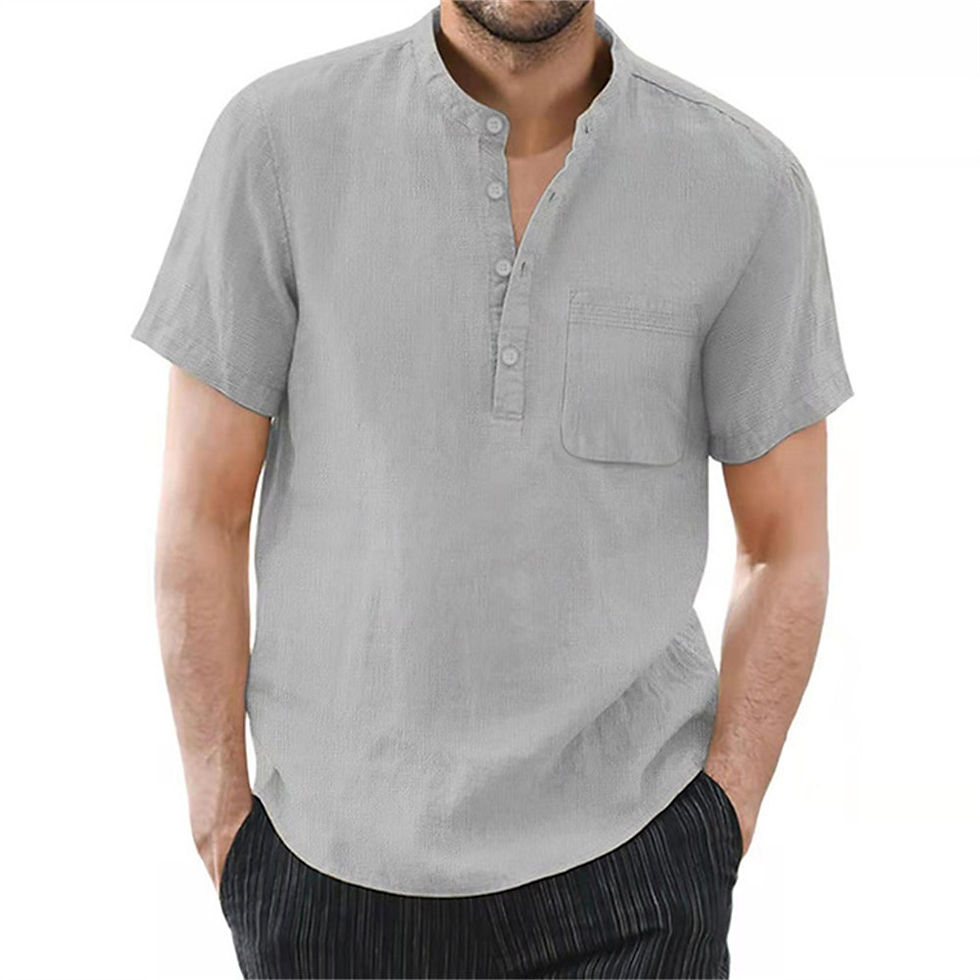 Thumbnail: Men's Short Sleeve T-shirt Cotton and Linen Casual Men T-shirts Solid Color Sum