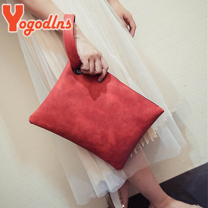 Küçük resim: Yogodlns Fashion solid women's clutch bag leather women envelope bag clutch eve