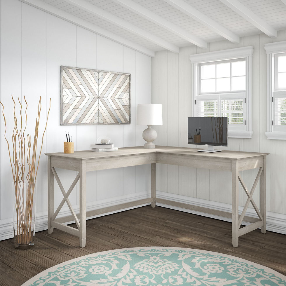 Thumbnail: Bush Furniture Key West 60W L Shaped Desk in Washed Gray desks  l shaped desk