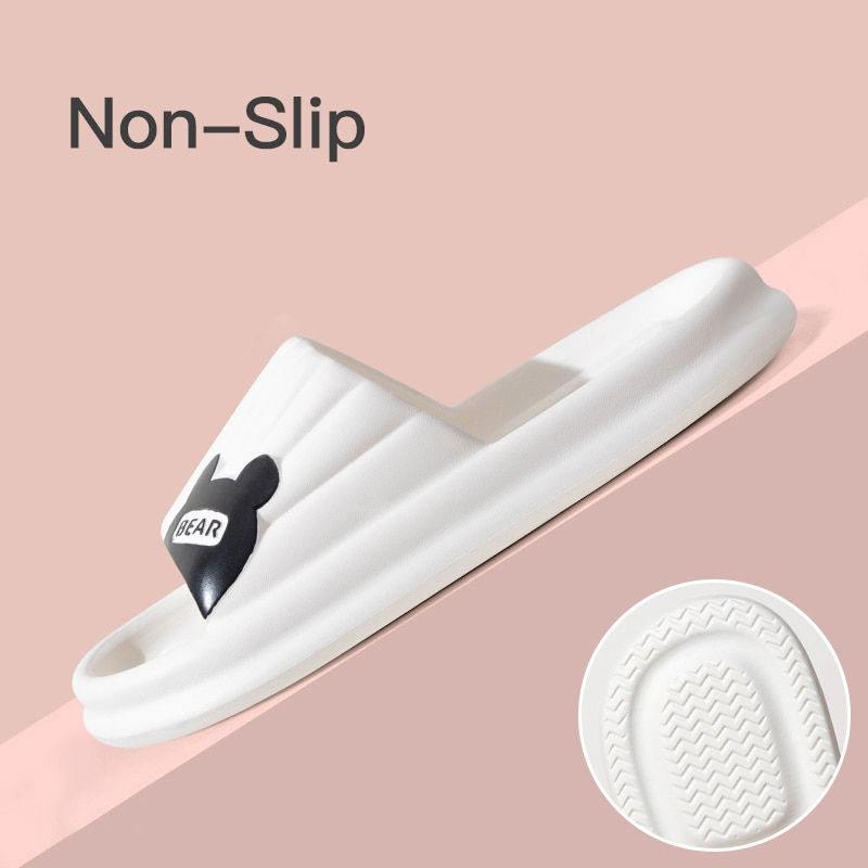 Thumbnail: Cartoon Bear Summer Men Indoor Slippers Non Slip Bathroom Home  Floor Flat Shoe