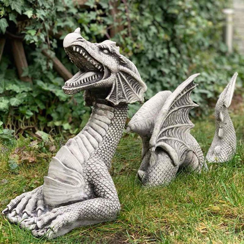Миниатюра: 1Pcs Dragon Figurine Garden Flying Dragon Shape Statue Resin Ornament Lawn Scul