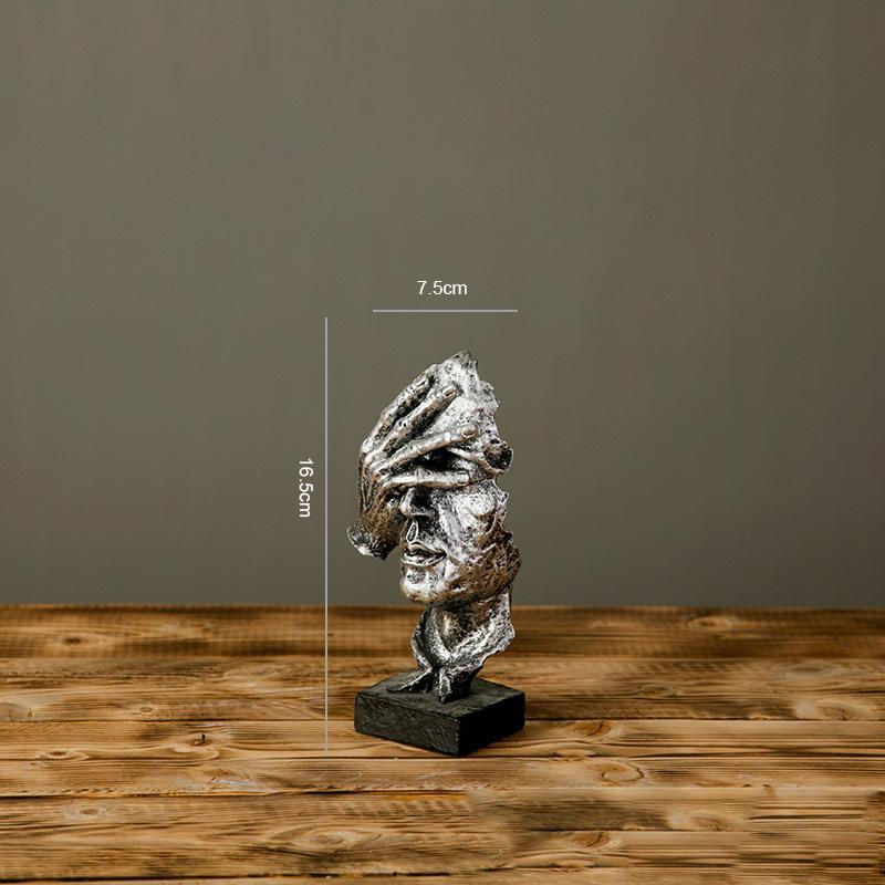 Thumbnail: Silence Is Gold Statue Human Face Statue Abstract Sculpture Nordic Creative Dec