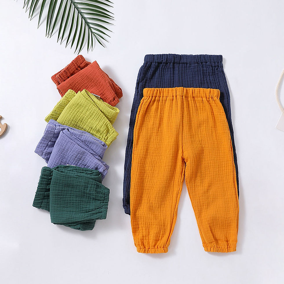 Thumbnail: Summer Kids Pants Baby Girls Boys Casual Solid Trousers Cotton Spring Loose Sol