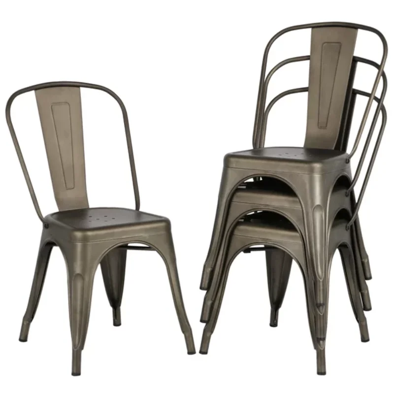 Sličica: SMILE MART Industrial Modern Metal Dining Chairs, Set of 4, Gunmetal Gray dinin