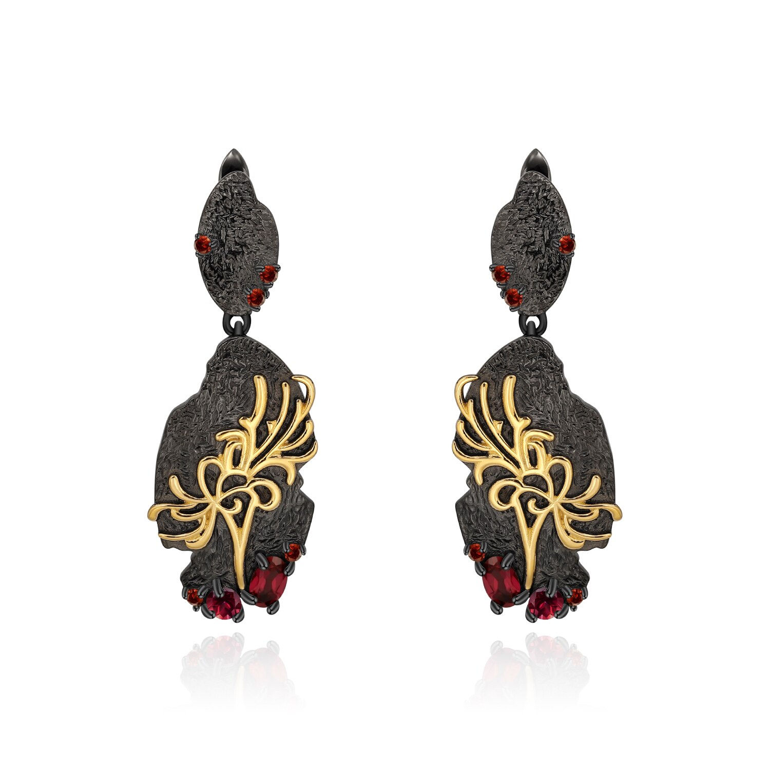 GEM'S BALLET Natural Red Garnet Statement Earrings for Women Jewelry 925 Sterli