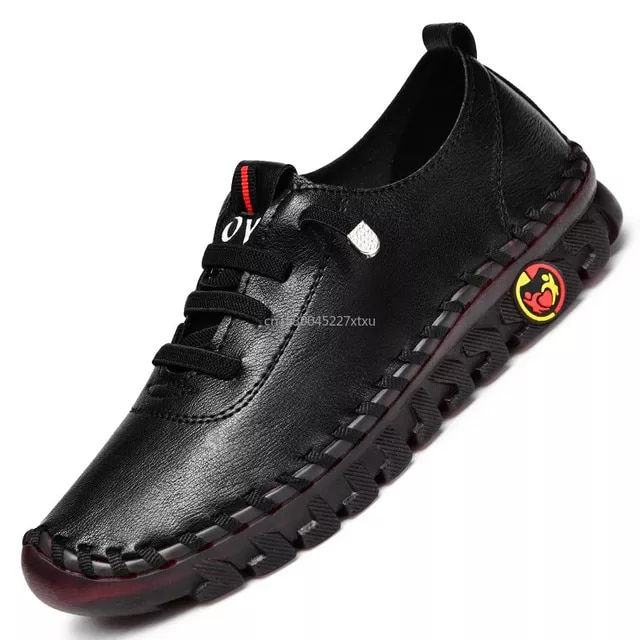 Thumbnail: Women Orthopedic Sneakers Platform Loafers Lace Up Leather Flat Slip-On New