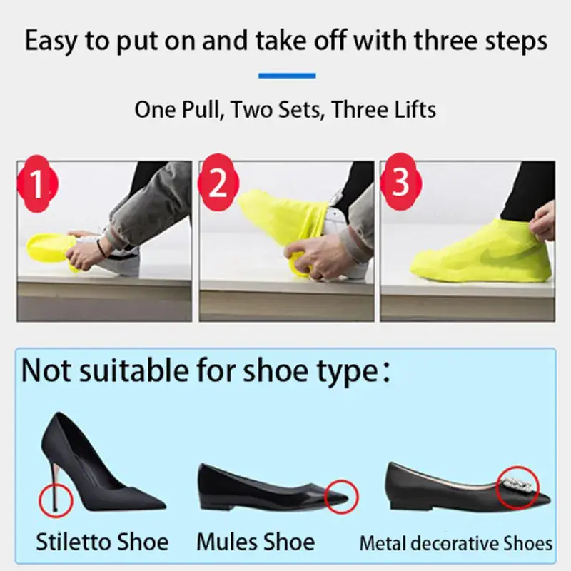 Sličica: Reusable Waterproof Rain Shoes Covers Silicone Outdoor Rain Boot Overshoes Walk