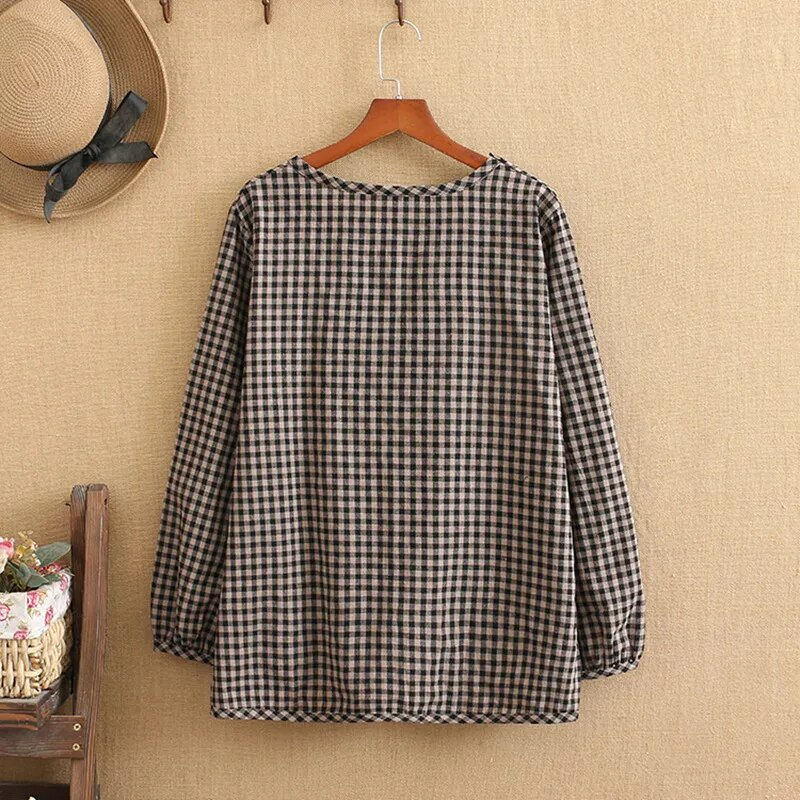 Miniatura: Women Plus Size 2021 Fall And Spring Clothing Trendy Round Collar Shirt Long Sl