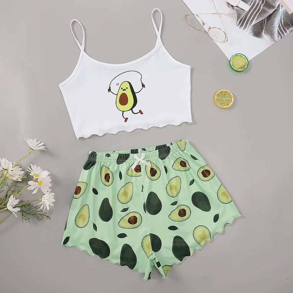 Thumbnail: Women Sleepwear Butterfly Printing Pajamas set Cute O-neck Pullover Sleeveless