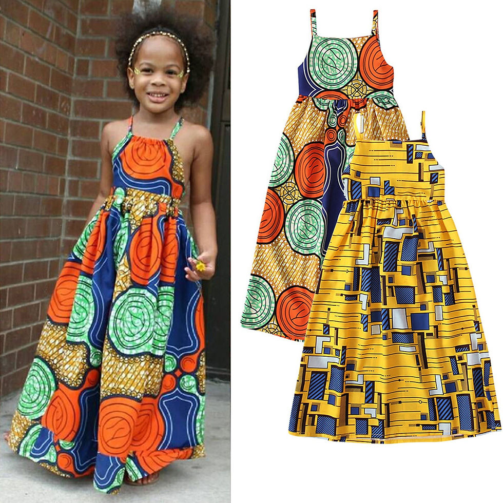 Thumbnail: Summer Toddler Kids Girls Dress African Style 3D Digital Printing Strappy Sleev