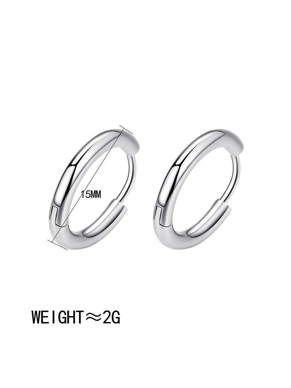 Thumbnail: 1pair Fashionable Minimalist Sterling Silver Hoop Earrings For Men Women For Da
