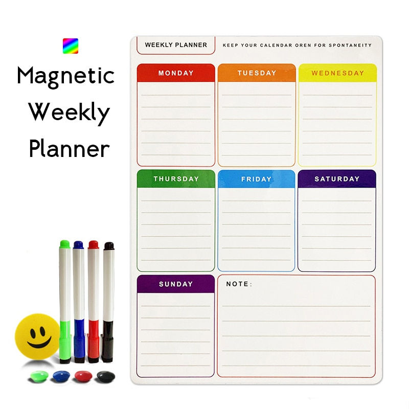 Miniatiūra: A3 Magnetic Weekly & Monthly Planner Whiteboard Fridge Magnet Flexible Daily Me