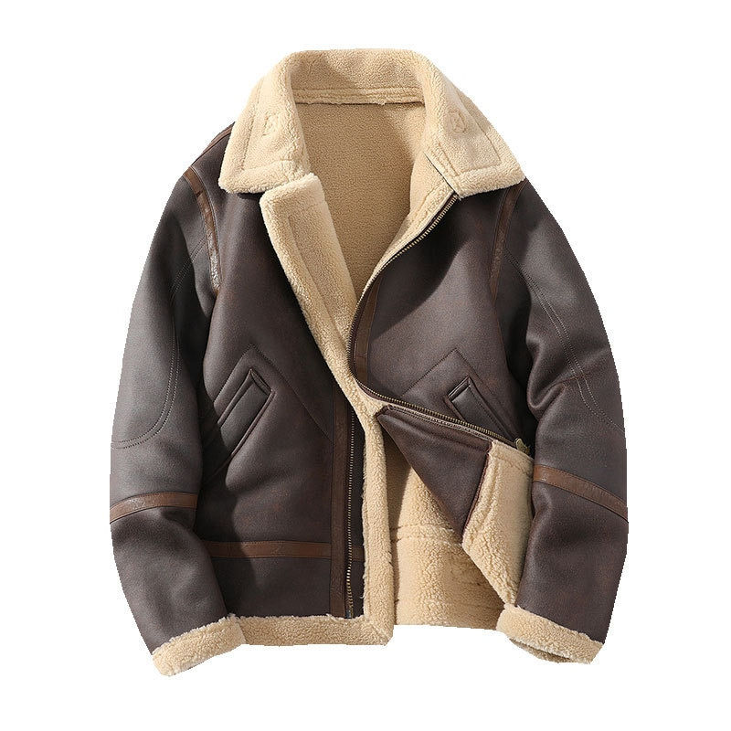Thumbnail: Fur Men's Autumn Winter Thickening High-end Brand Leather Jacket / Plus Velvet