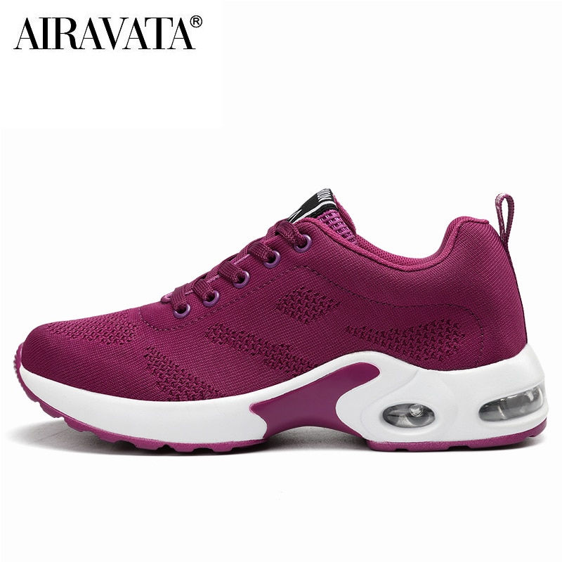 Miniatura: Women's Fashion Air Cushion Sports Running Flat Soft Bottom Sneaker Mesh Breath