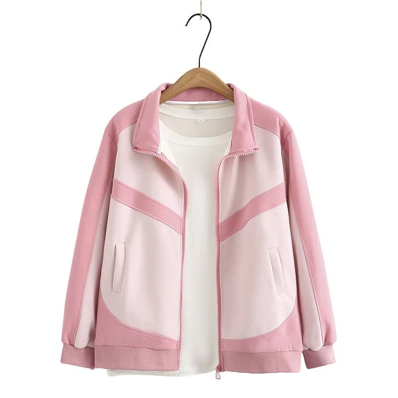 Thumbnail: Plus Size Women's Clothing Stylish Colour-Blocked Spring/Autumn Casual Jacket W