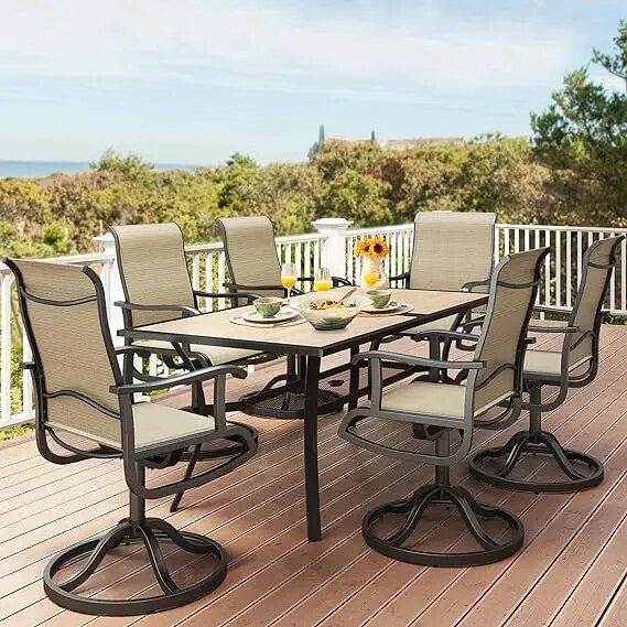 Sličica: Patio Dining Set for 6, Outdoor Patio Dining Set Including 59" Rectangular Pati