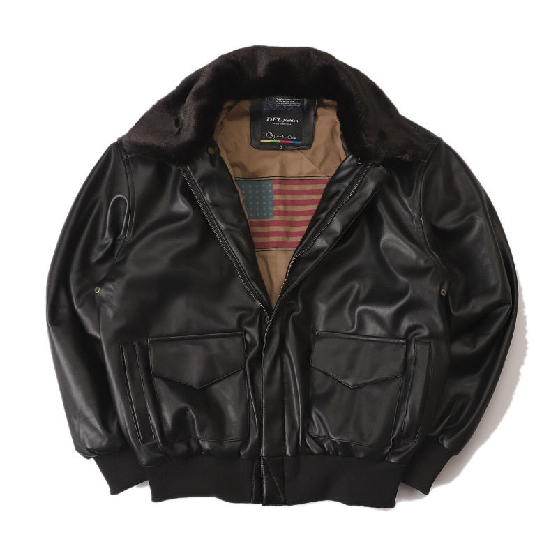 Thumbnail: 2023 US High Quality A2 Leather Military Motorcycle Biker Clothing Windproof Wi