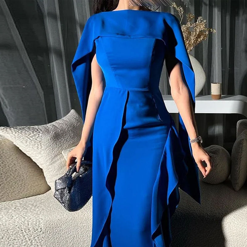 Miniatiūra: Autumn High-grade Temperament Off-shoulder Patch Dress