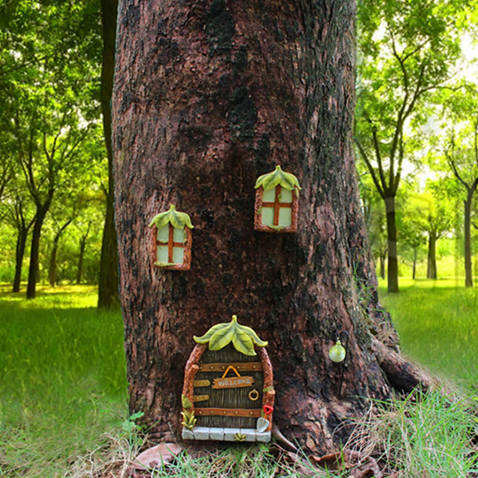 Thumbnail: Luminous Window Door Miniature Fairy Yard Art Sculpture Statues Outdoor