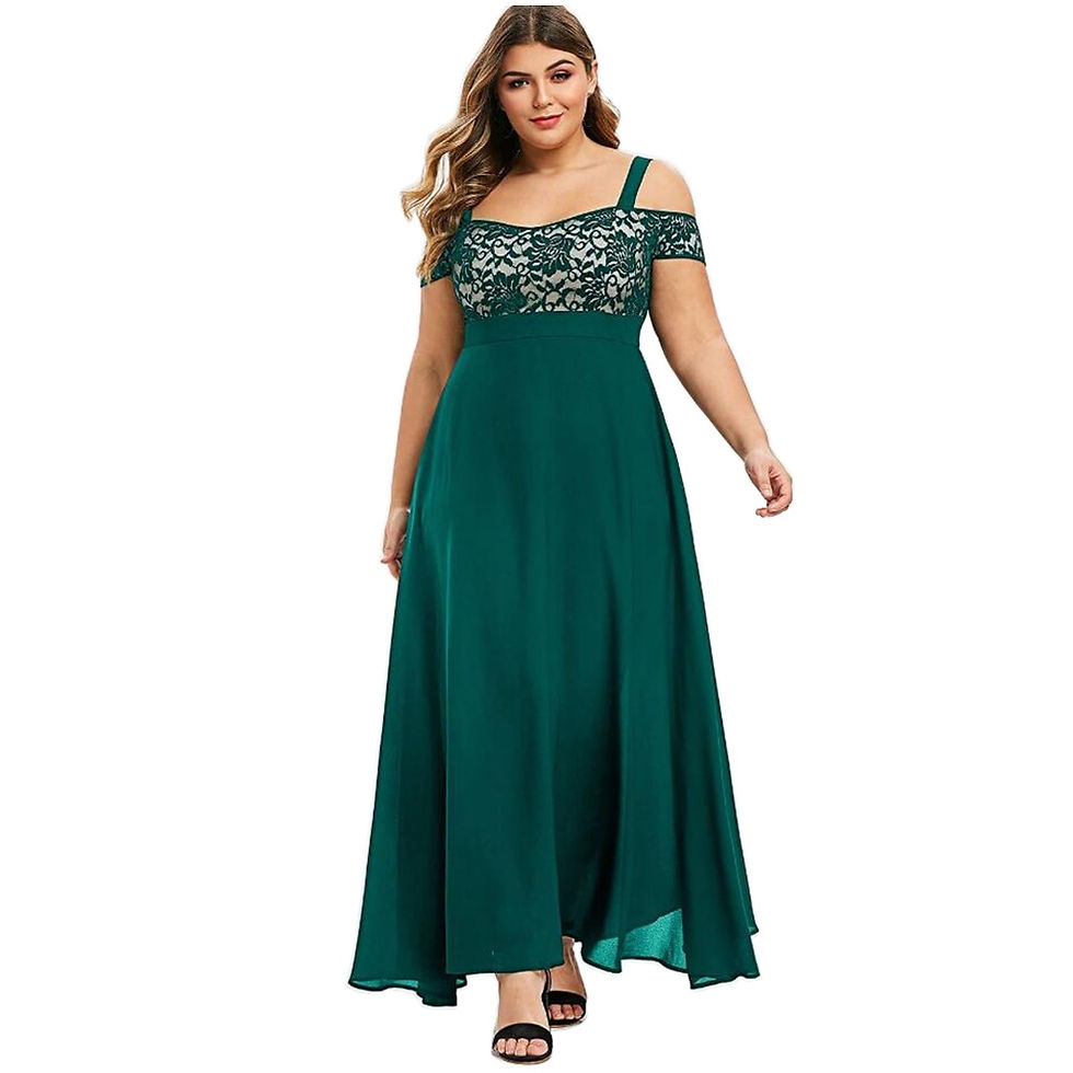 Miniatyrbild: Lace Maxi Dress Women Summer Dress Plus Size Cold Shoulder Large Size Traf-Robe