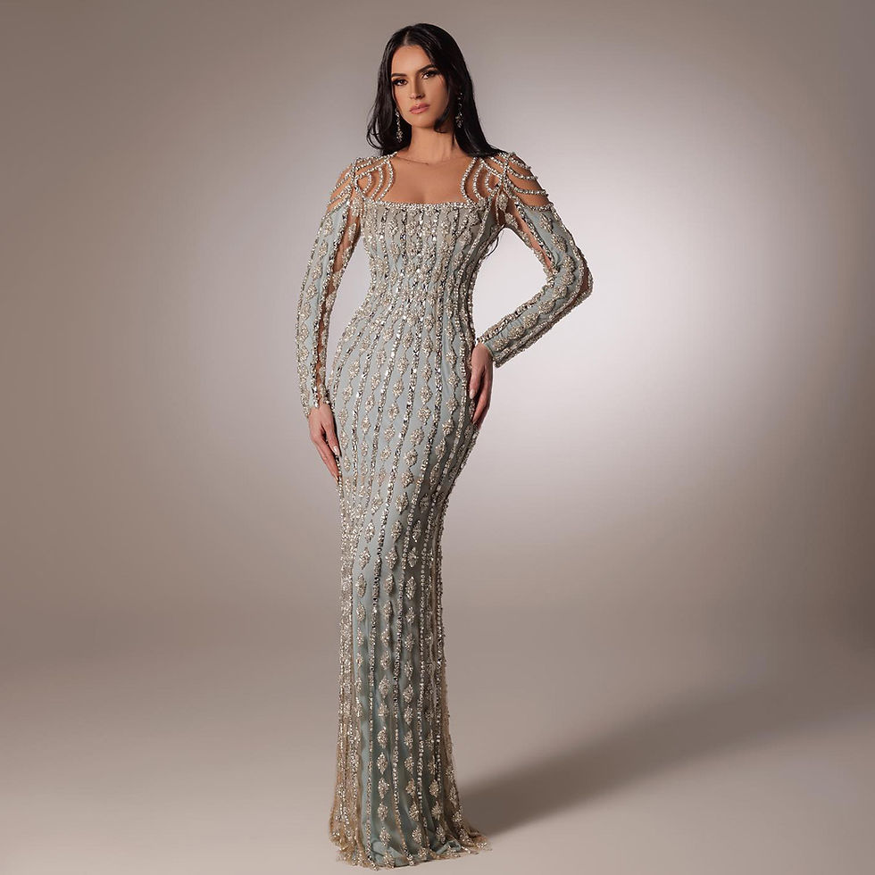 Thumbnail: Long Sleeve Long Slim Fishtail Dress