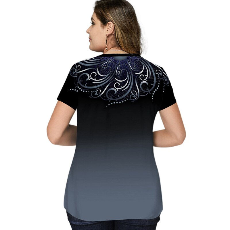 Miniatura: Plus Size Tunic Shirt Large Size Tops Women Casual Button Decor Ladies Loose Fl