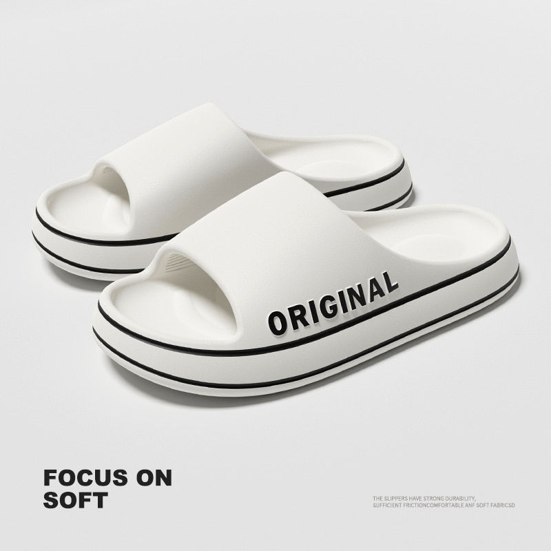 Men Thick Sole Summer Beach Slides Bathroom Anti Slip Slipper Soft Sandals Simp