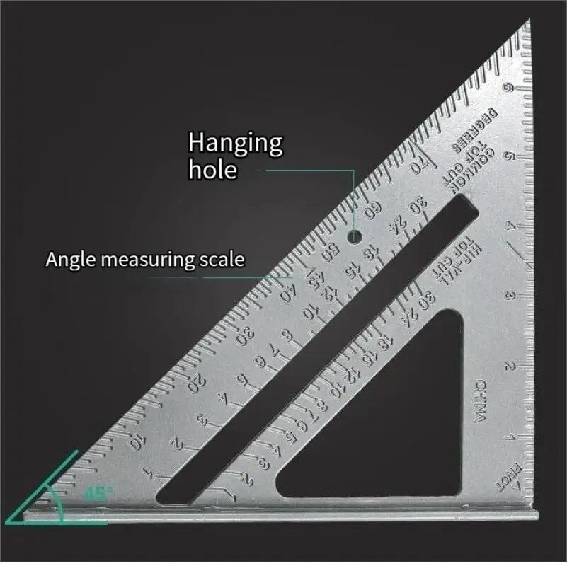 7 "Aluminum Alloy Triangle Ruler Precise Thickened Angle Ruler Aluminum Alloy W