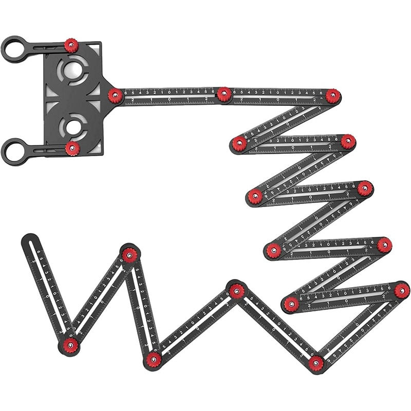 Thumbnail: 4/6/9/12 Aluminum Alloy Folding Ruler For Tile Positioning Opening Manual DIY M
