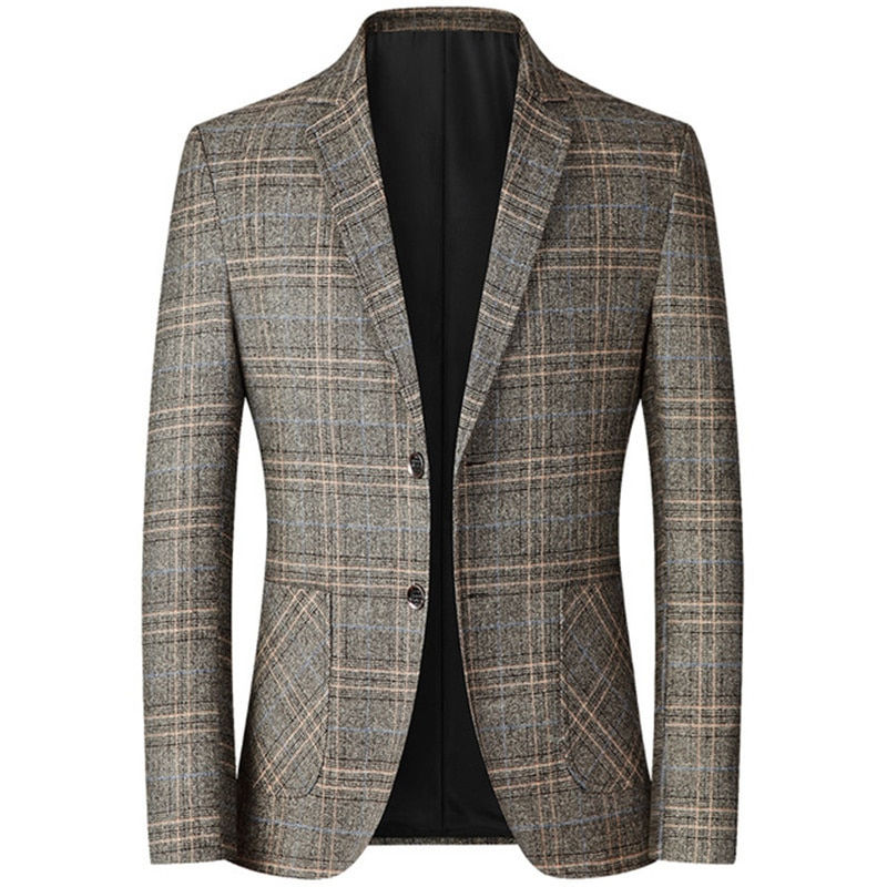 Thumbnail: FGKKS New Spring Autumn Blazers Men Slim Fit British Plaid Formal Suit Jacket P