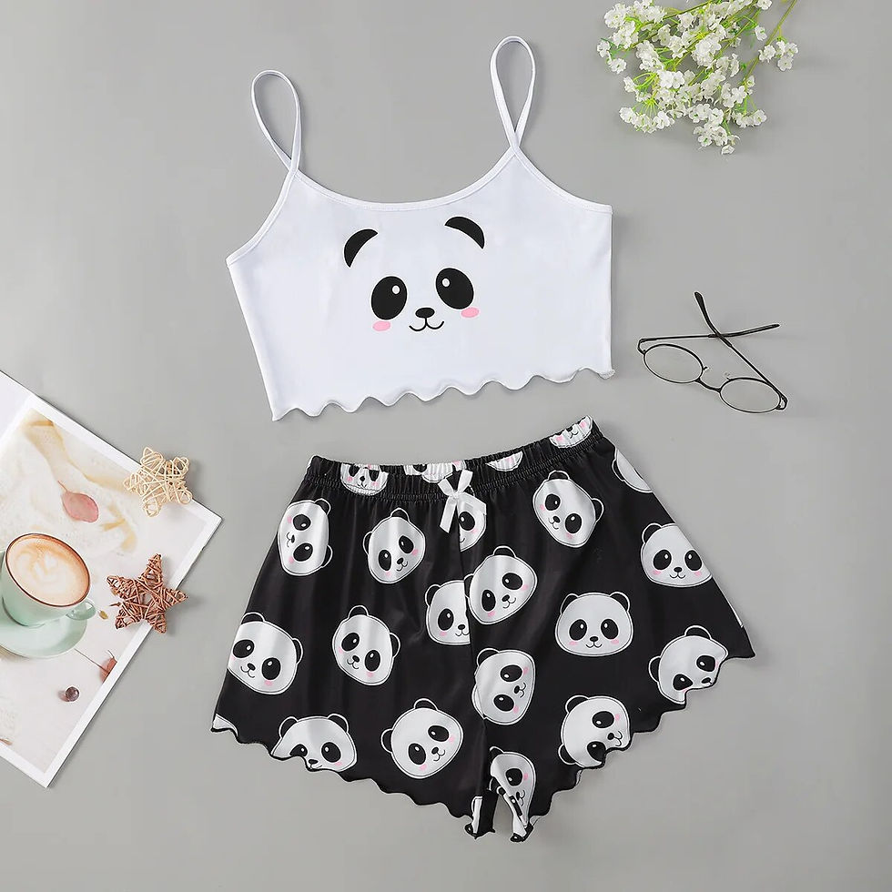 Thumbnail: Women Sleepwear Butterfly Printing Pajamas set Cute O-neck Pullover Sleeveless
