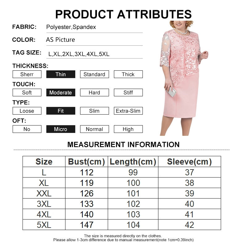 Miniaturebillede: Women's Plus Size Dresses Lace 3/4 Sleeves Evening Gown Party Cocktail Dress Cr