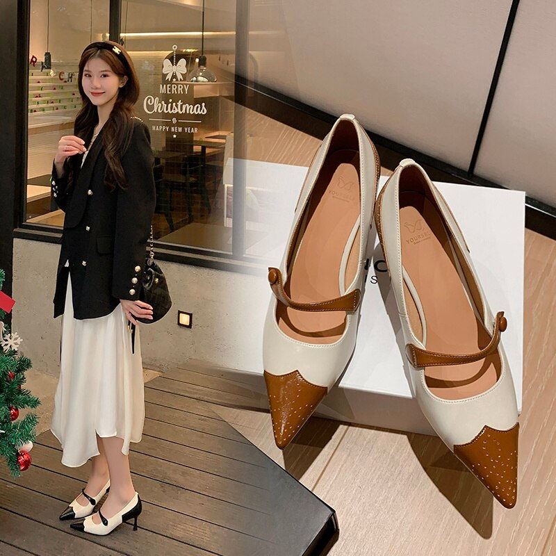 Miniatura: 2023 new spring women pumps natural leather 22-24.5cm length cowhide+pigskin fu