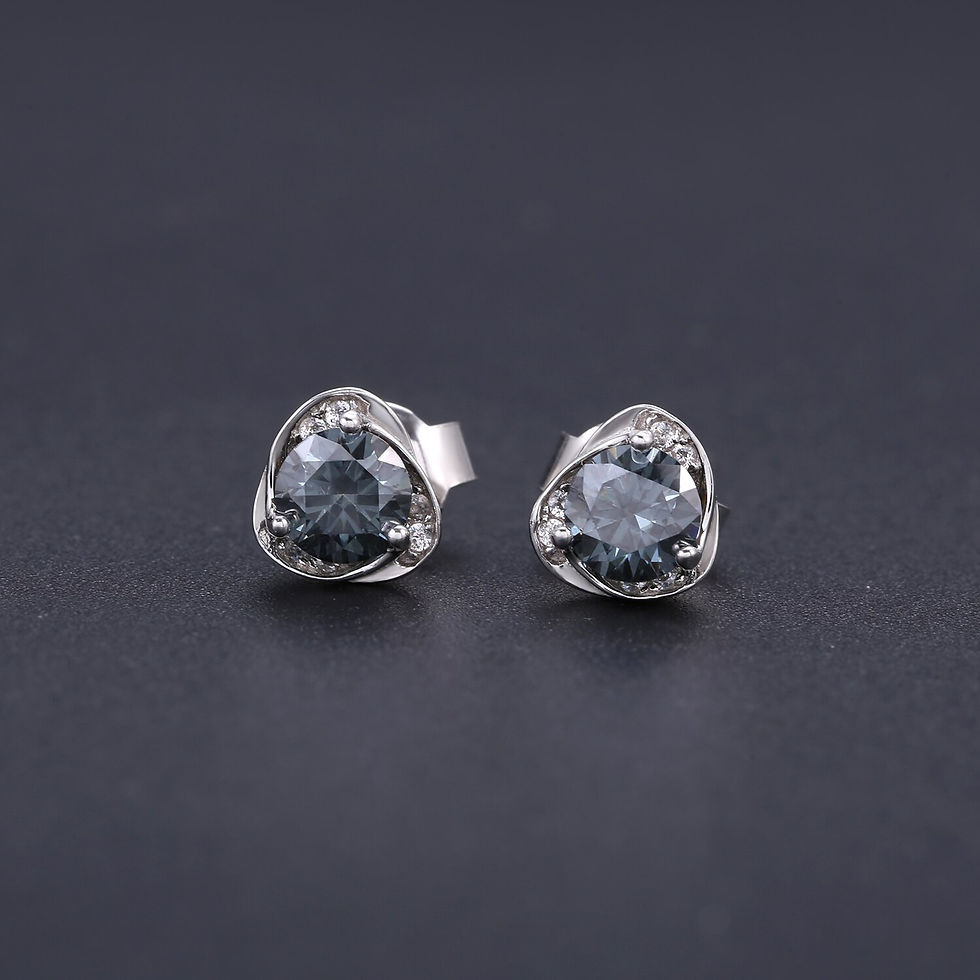 Thumbnail: GEM'S BALLET Pink Moissanite 0.5TW 5mm Round Cut Moissanite Stud Earrings 925 S