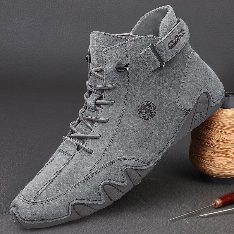Miniatyrbilde: Men's Genuine Leather Shoes Ankle Boots 2023 Men Sneakers Outdoor Light Lace-Up