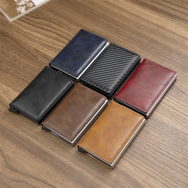 Thumbnail: 2023 Credit Card Holder Men Wallet RFID Aluminium Box Bank PU Leather Wallets w