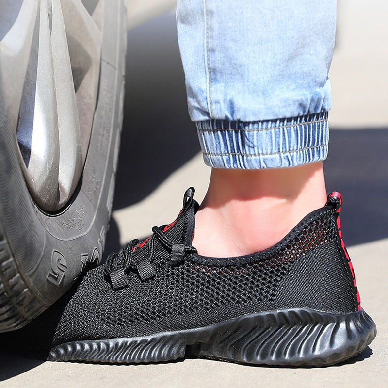 Thumbnail: Breathable Men Work Shoes Summer Safety Shoes Lightweight Protective Sneakers S