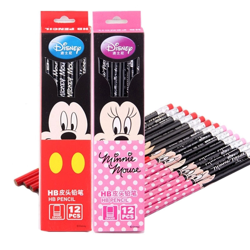 Thumbnail: Disney Cartoon Writing Pencil 12pcs Shi Dizai Hb Round Pencil Students Cute Mic