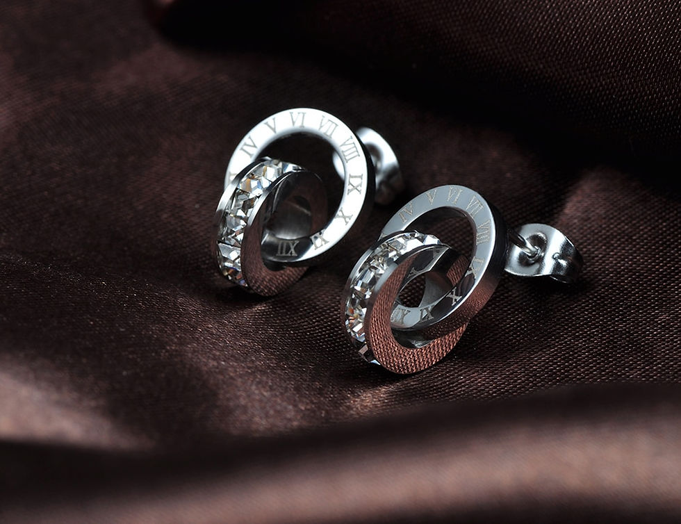 Thumbnail: Lokaer Shiny Cubic Zirconia Stud Earrings For Women Titanium Stainless Steel Ro